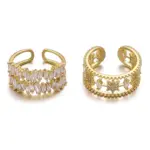 LIVKE’s gold vintage star open ring with cubic zirconia, stacked with moon and crystal bands for boho-chic style.
