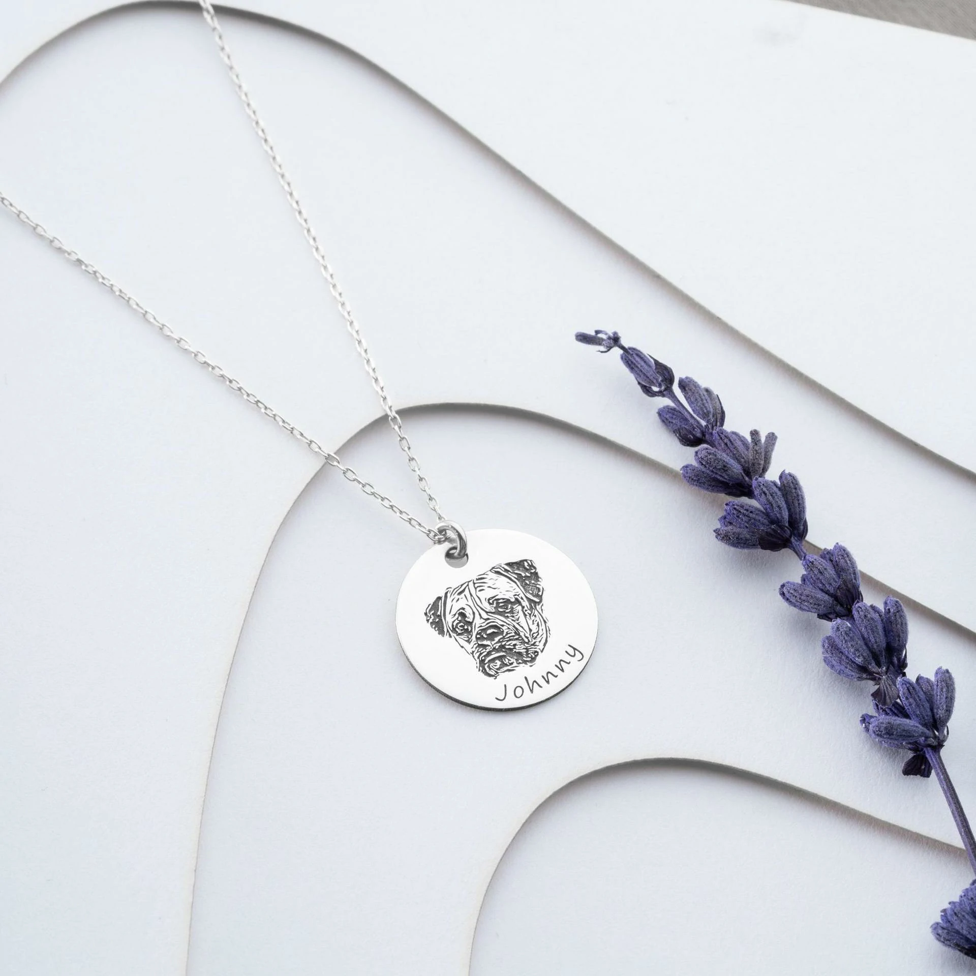 custom-pet-memorial-necklace-engraved-name (3) Personalized Stainless Steel Pet Memorial Necklace with Laser-Etched Pet Name "Bella" and Owner's Phone Number - Hypoallergenic Pet Keepsake Jewelry