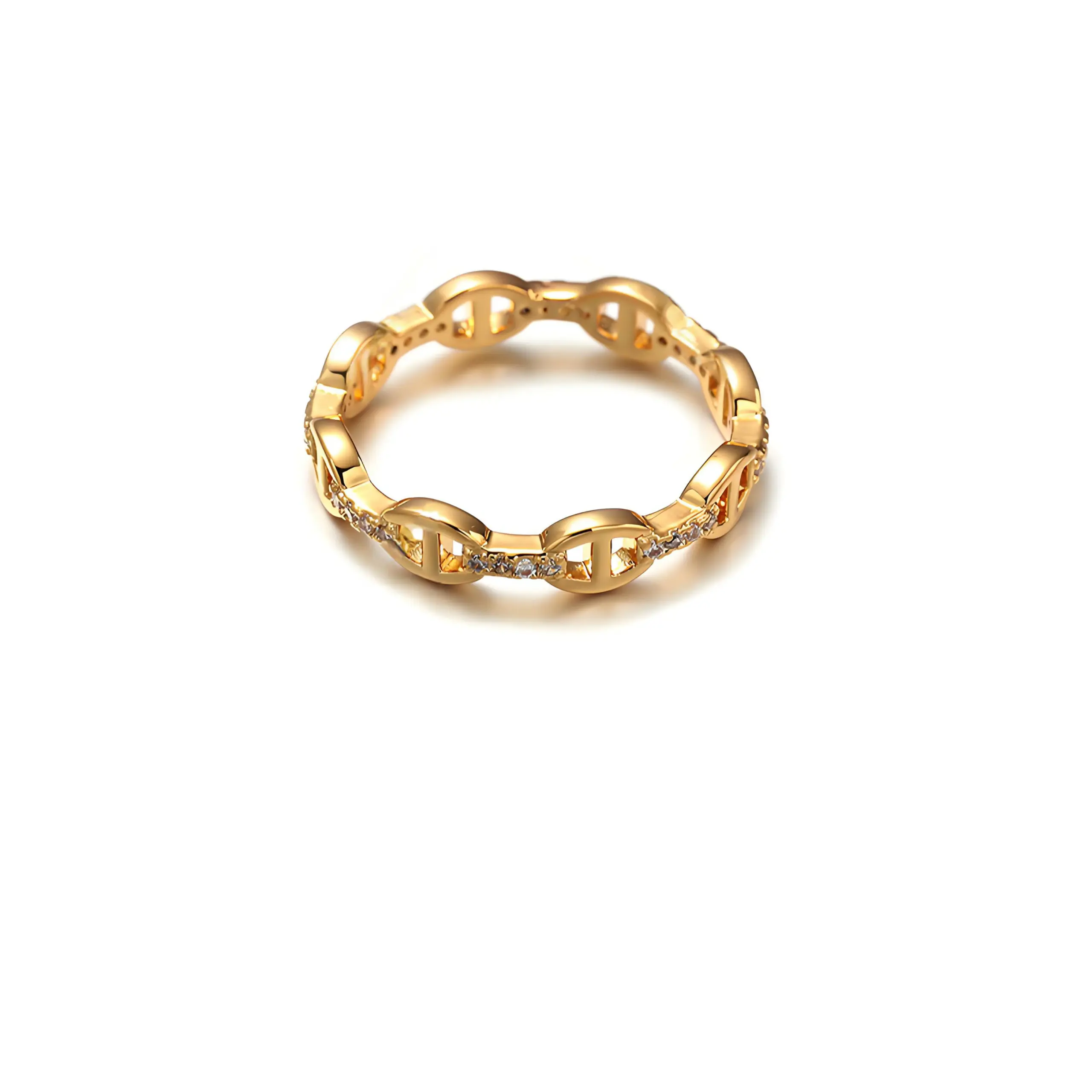 Eclectic woman stacking LIVKE gold textured rings on fingers while browsing vintage market, showcasing bohemian jewelry styling