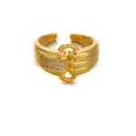 Woman stacking LIVKE textured gold rings with UV color shift effect for TikTok transition video