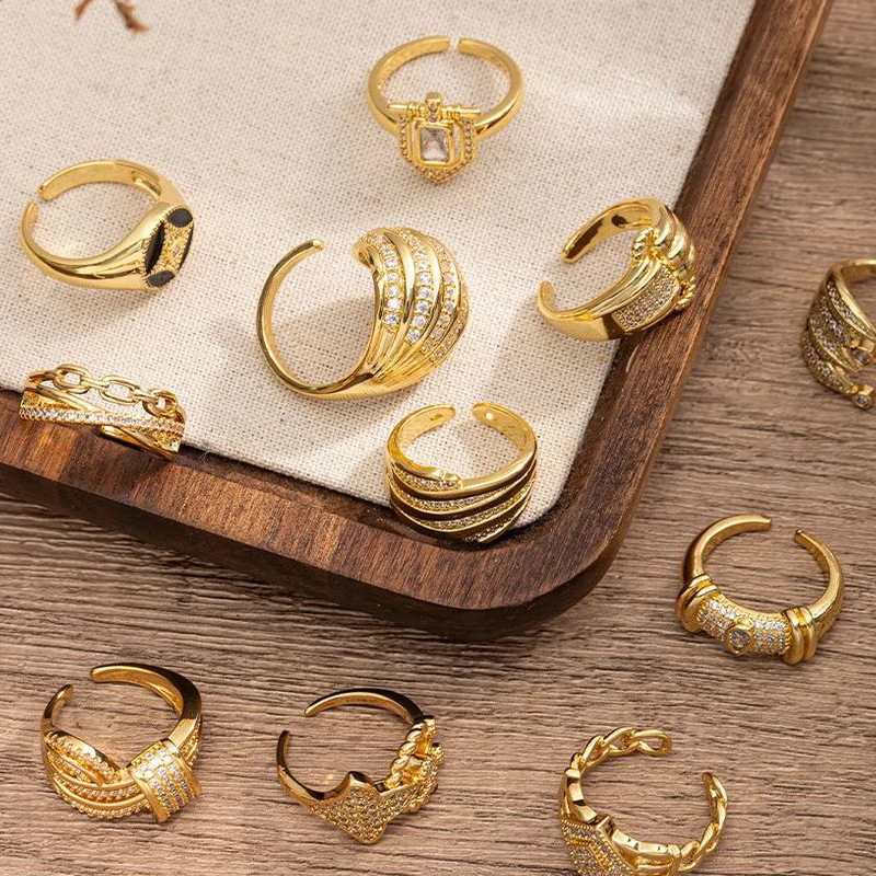 Woman stacking LIVKE textured gold rings with UV color shift effect for TikTok transition video