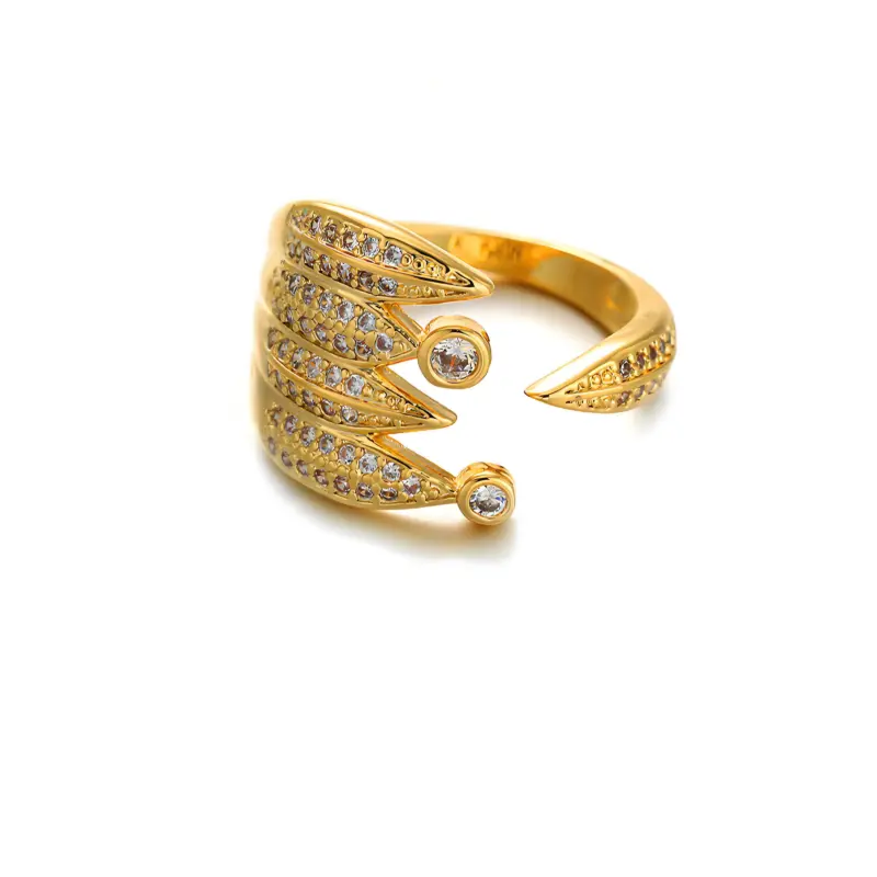 Woman stacking LIVKE textured gold rings with UV color shift effect for TikTok transition video