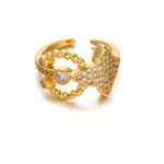Woman stacking LIVKE textured gold rings with UV color shift effect for TikTok transition video