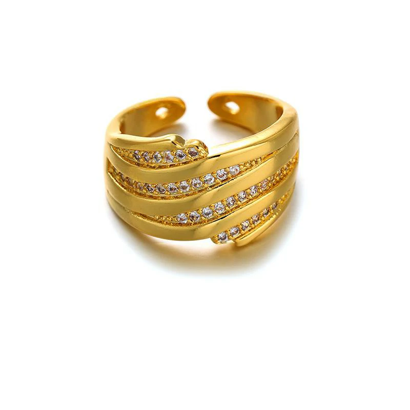 Woman stacking LIVKE textured gold rings with UV color shift effect for TikTok transition video