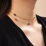 LIVKE gold-plated adjustable tri-bead necklace styled as double layers with minimalist pendants, showing day-to-night versatility