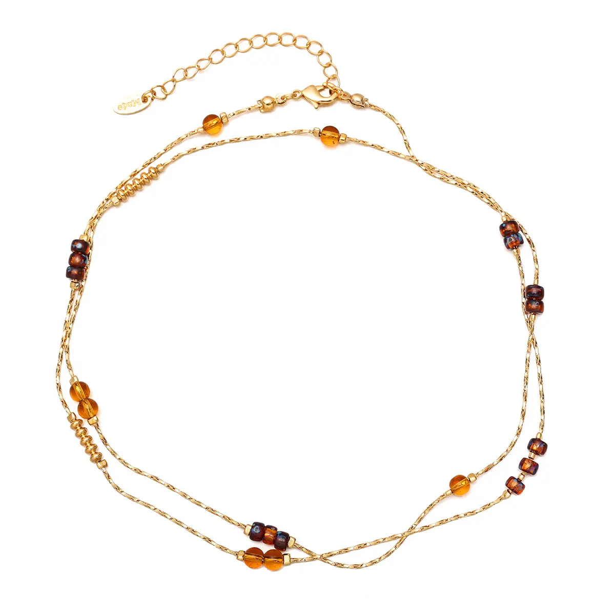 livke-tri-bead-necklace-double-layer-stack (4) LIVKE gold-plated adjustable tri-bead necklace styled as double layers with minimalist pendants, showing day-to-night versatility