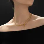 Gold-Plated Brass Zirconia Necklace 3 LIVKE gold-plated adjustable chain necklace with cubic zirconia stones, layered with minimal pendants for everyday jewelry styling