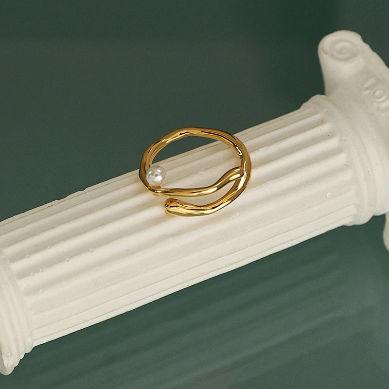 livke wave band pearl ring adjusting 6