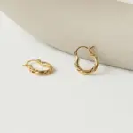 Asymmetrical Twisted Hoop Earrings 3 Asymmetrical Titanium Hoops - Hypoallergenic Geometric Earrings for Sensitive Ears, Punk & Minimalist Style