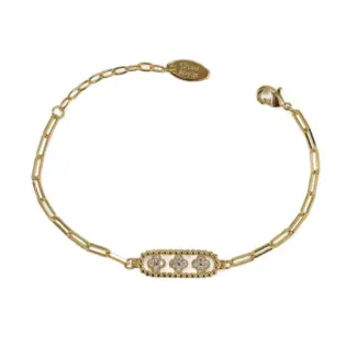 Gold chunky chain bracelet with crystal-encrusted floral pendant, perfect for statement jewelry lovers and art deco inspired accessories