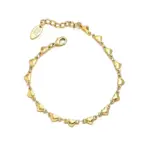 18K gold plated chain bracelet with twelve engraved heart charms, blending Edwardian elegance with modern minimalist jewelry trends