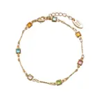 Delicate 5-Color Square Zirconia Bracelet 1 Delicate chain bracelet with six colorful square zirconia stones in Bauhaus-inspired geometric arrangement, perfect for minimalist jewelry lovers and modern gift ideas