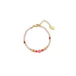 Pink Crystal Jewelry Set 4 Pink rose quartz and white agate bead jewelry set on gold chain, designed for chakra balancing and minimalist spiritual accessories