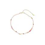 Pink Crystal Jewelry Set 3 Pink rose quartz and white agate bead jewelry set on gold chain, designed for chakra balancing and minimalist spiritual accessories