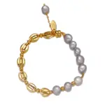 Gray Pearl Bracelet 1 Gray Akoya pearls alternating with rhodium-plated chain links, embodying modern Japandi style for mindfulness jewelry enthusiasts